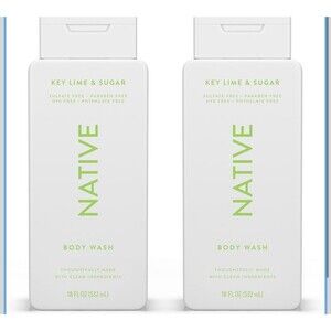 Native Body Wash 2 Pack Key Lime & Sugar 18 oz, Sulfate & Paraben Free PH balanc